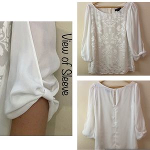 WHBM- 3/4 Sleeve Silky Sheer Blouse, 6, EUC